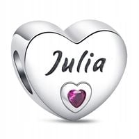 Zawieszka SREBRO 925 Charms Koralik Imię Julia Julka Serce