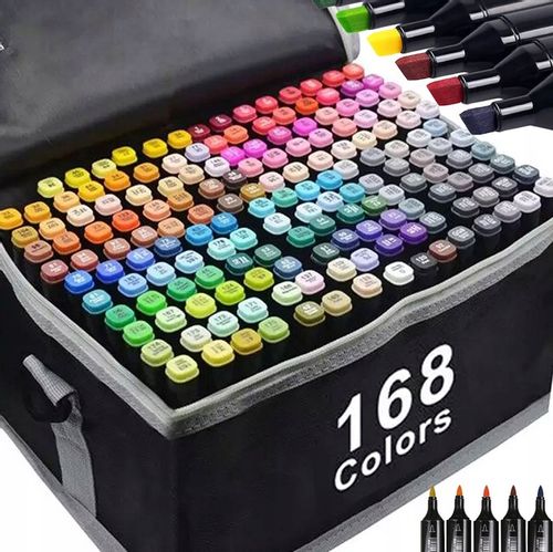 MARKERY ALKOHOLOWE 168szt. FLAMASTRY MAZAKI DWUSTRONNE PRO ZESTAW + TORBA na Arena.pl