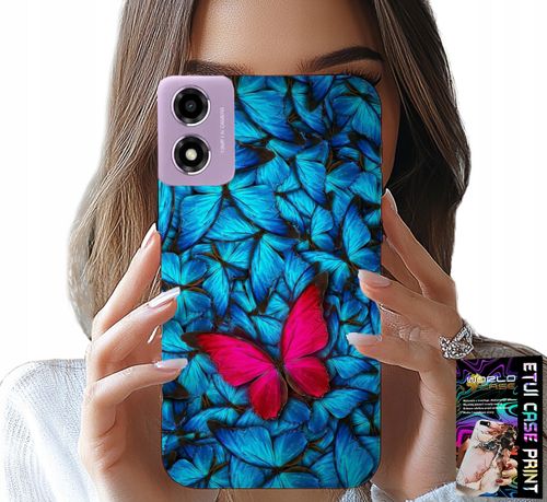 ETUI DO MOTOROLA MOTO E14 - NIEBIESKIE MOTYLKI, MOTYL, KOBIECE WZORY na Arena.pl