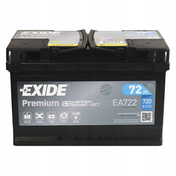 AKUMULATOR SAMOCHODOWY EXIDE PREMIUM 72AH 720A 72 AH EA722 zdjęcie 3