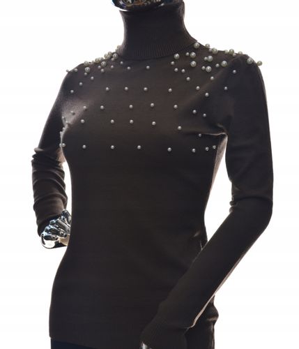 Damski golf sweter z golfem perełkami perełki UNI na Arena.pl