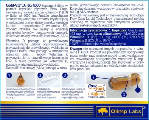 Olimp Gold-Vit D3 + K2 4000 j.m 30 tabletek na Arena.pl