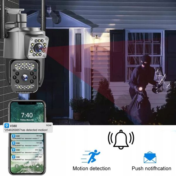 PODWÓJNA KAMERA WIFI IP ZEWNĘTRZNA OBROTOWA 2K ŚLEDZENIE 4MPX DOŚWIETLENIE zdjęcie 12