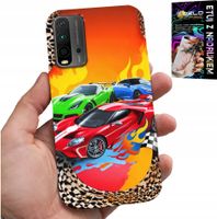 ETUI DO XIAOMI REDMI 9T - DLA DZIECI, SAMOCHODY WYŚCIGOWE + SZKŁO