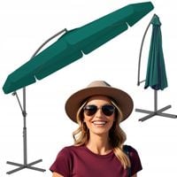 DUŻY PARASOL Z WYSIĘGNIKIEM 8-RAMIENNY OGRODOWY TARAS ZIELONY 350 x 250 cm
