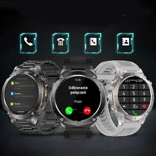 SMARTWATCH MĘSKI ZEGAREK GPS 730 MAH KOMPAS ROZMOWY LATARKA AMOLED PL na Arena.pl
