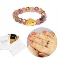 PIERŚCIONEK RODONIT - elastyczny, kamienie naturalne - PREZENT - Relacje