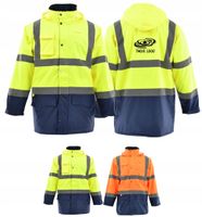 Kurtka długa ocieplana odblask Z TWOIM HAFTEM LOGO odzież robocza firmowa