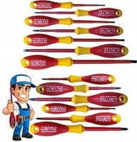 ZESTAW ŚRUBOKRĘTÓW WKRĘTAKÓW IZOLOWANYCH 1000V DLA ELEKTRYKA 13 SZT.