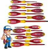 ZESTAW ŚRUBOKRĘTÓW WKRĘTAKÓW IZOLOWANYCH 1000V DLA ELEKTRYKA 13 SZT.