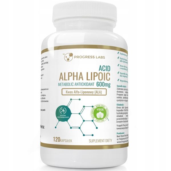 KWAS ALFA LIPONOWY ALA 600mg 120kapsułek MEGA DAWK zdjęcie 1