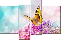 130CM 85 OBRAZ 4 ELEM MOTYL KWIATKACH ŚCIENNY
