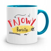 Dla Baristy Baristki Kawiarki Kubek Błękitny Z Nadrukiem Ze Zdjęciem