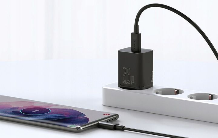 BASEUS LEKKA ŁADOWARKA SIECIOWA ZASILACZ KOSTKA USB-C PD 25W AC 100-240V zdjęcie 2
