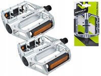 PEDAŁY ROWEROWE PLATFORMOWE ALUMINIUM PINY MTB BMX DUŻE 9/16" SREBRNE