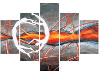 70 100CM OBRAZ 5 ELEM TANIEC PŁOMIENIACH DRUK PŁÓTNO