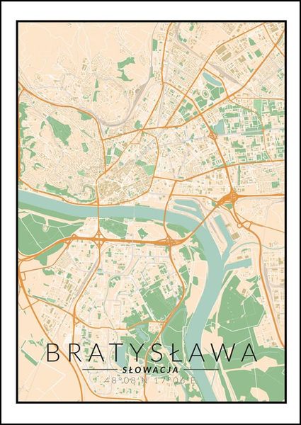 Bratysława mapa kolorowa - plakat 20x30 cm zdjęcie 1