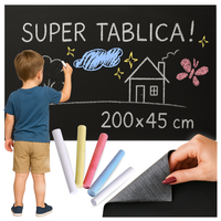 Tablica suchościeralna samoprzylepna kredowa duża dla dzieci 45x200 kredax5