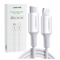 kabel usb-c do lightning ugreen us171, 3a, 0.25m (biały)