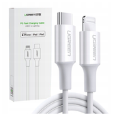 kabel usb-c do lightning ugreen us171, 3a, 0.25m (biały)