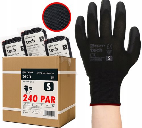 rękawice robocze mercator tech black+black pu - s - 240 par na Arena.pl