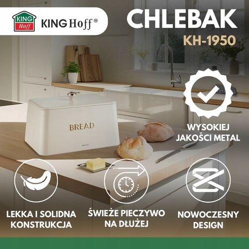 Chlebak KING Hoff KH-1950 kremowy metalowy elegancki design Pieczywo na Arena.pl