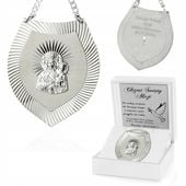 Srebrny Ryngraf Matka Boska na Pamiątkę Chrztu Świętego Grawer dla Dziecka