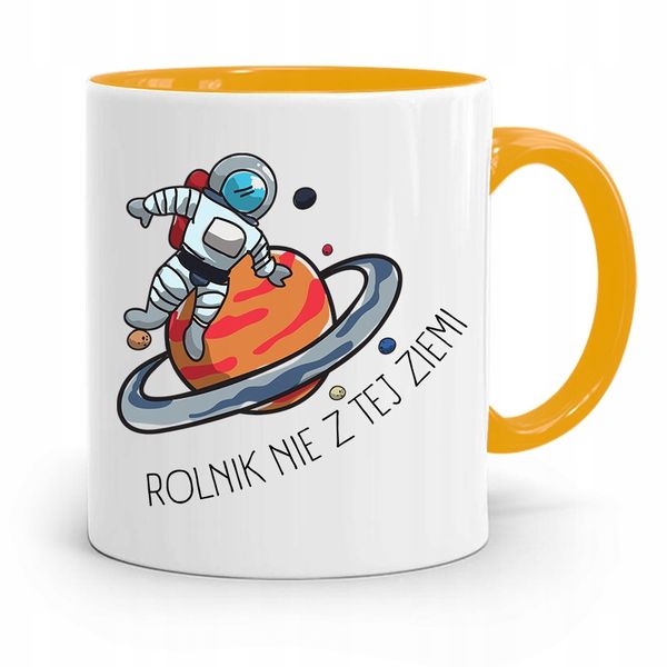 Dla Rolnika Kubek Zółty Rolnik Nie Z Tej Ziemi Z Nadrukiem Ze Zdjęciem zdjęcie 1