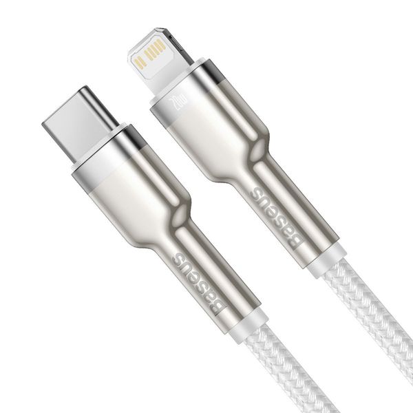 kabel usb-c do lightning baseus cafule, pd, 20w, 2m (biały) zdjęcie 2