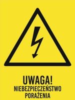 Tablica Uwaga! niebezpieczeństwo porażenia grawer piktogram 20x15 cm
