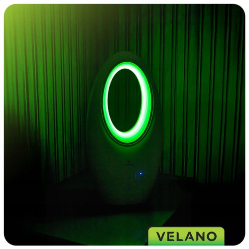 WENTYLATOR BEZŁOPATKOWY PODŁOGOWY OSCYLACJA TIMER PODŚWIETLENIE LED PILOT na Arena.pl