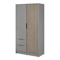 Szafa uchylna z szufladami Nelly 2D szara lamele