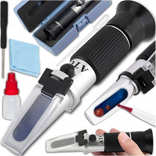 REFRAKTOMETR DO MIODU CUKROMIER + ZAWARTOŚĆ WODY KALIBRACJA MIERNIK CUKRU na Arena.pl