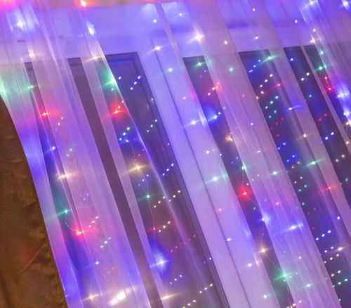 KURTYNA ŚWIETLNA LAMPKI SOPLE DRUCIKI 200 LED 2x2m GIRLANDA USB + ADAPTER na Arena.pl