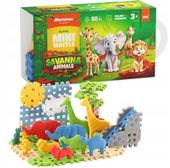 Marioinex klocki WAFFLE mini Savanna Animals, 50 el w tym 8 zwierząt