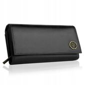 Betlewski portfel damski skóra duży karty monety szeroki zapinany RFID