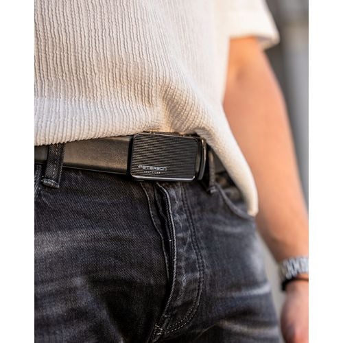 skórzany pasek męski w czarnym kolorze - peterson 85 na Arena.pl