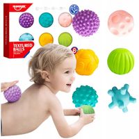 PIŁECZKI SENSORYCZNE MIĘKKIE - DO MASAŻU KĄPIELI KOLOROWE KSZTAŁTY 6el