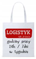 Torba Biała Eco Shopper Dla Logistyka Prezent Z Nadrukiem Ze Zdjęciem
