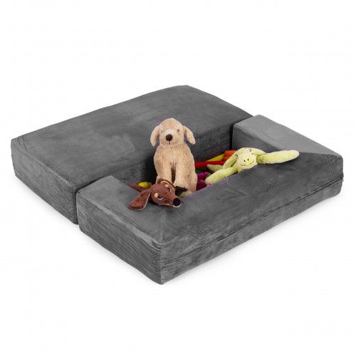 SOFA MODUŁOWA DLA DZIECI ECOTOYS Z 4 ELEMENTAMI SZARY na Arena.pl