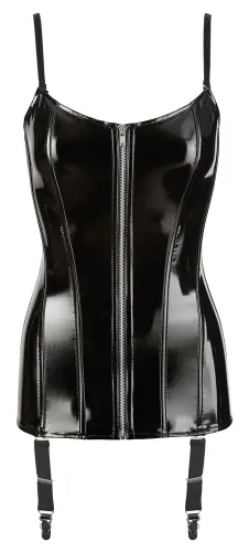 black level gorset winylowy xl z zamkiem, regulowane ramiączka, czarny na Arena.pl