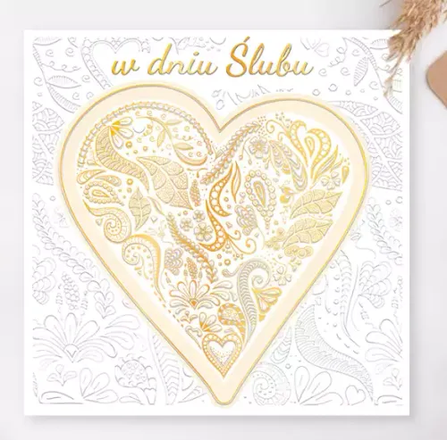 Karnet Kwadratowy Ślubny, Serce Pattern na Arena.pl