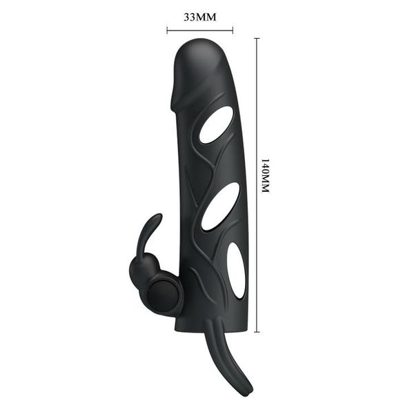 PRETTY LOVE - PENIS SLEEVE WITH BALL STRAP vibration BLACK zdjęcie 6