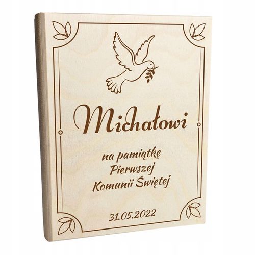 Biblia w drewnianym pudełku z grawerem prezent pamiątka na komunię na Arena.pl