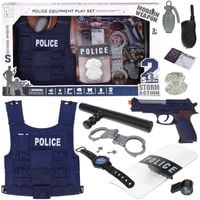 zestaw strój policyjny policjant pistolet kajdanki kamizelka akcesoria