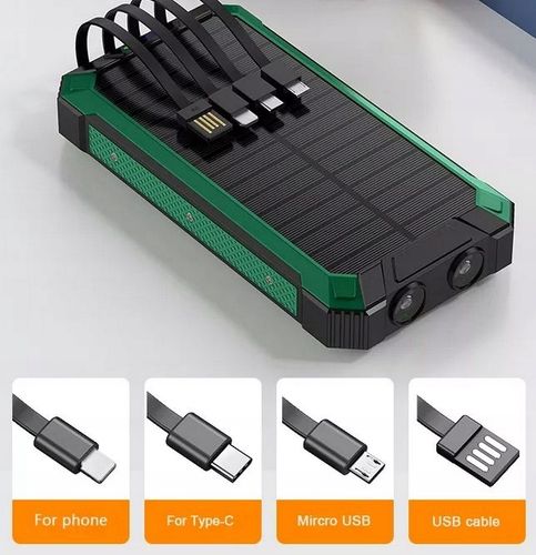 POWERBANK ŁADOWARKA PANEL SOLARNY INDUKCYJNY 30000mAh 6xUSB LATARKA 2x LED na Arena.pl