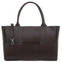 VERA PELLE torebka skórzana klasyczna pleciona z paskiem V623 c.brązowa