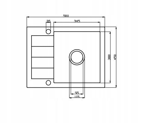 Zlewozmywak jednokomorowy z ociekaczem ADAL czarny z lewym ociekaczem + bateria flex LAVO zdjęcie 3