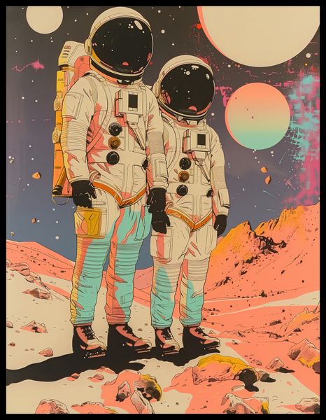 Plakat 50x65cm Astrounauci Kosmonauci zdjęcie 2