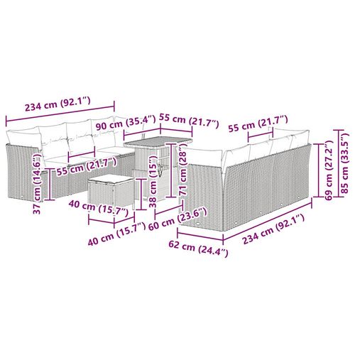 Zestaw Sof na Ogród 11 pcs Czarny polirattan na Arena.pl